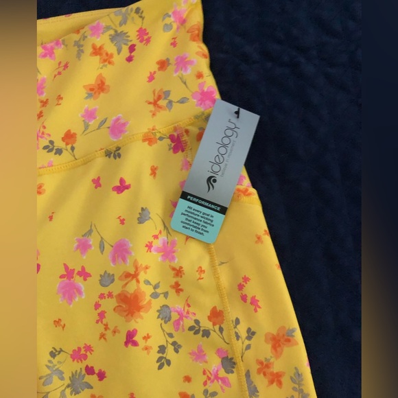 NWT Ideology Performance Cropped Leggings Pansy Lemon Yellow Floral Sz XL - Picture 4 of 11